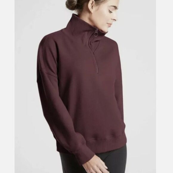 ATHLETA Cozy Karma 1/4 Zip Sweatshirt Burgundy Size XS - Picture 1 of 6